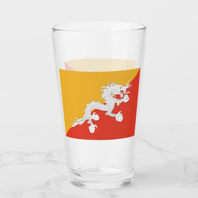 Coupe de verre patriotique avec drapeau du Bhoutan (Devant)