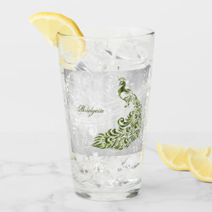 Coupe de verre personnalisée Peacock vert