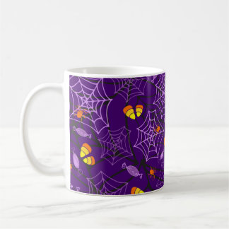 Coupe d'Halloween Araignées et Candy Purple Mug