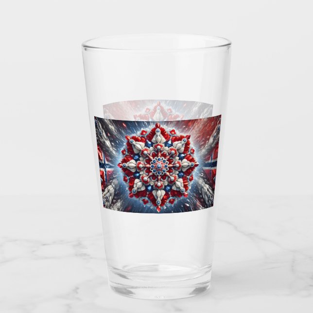 Coupe en verre avec des couleurs norvégiennes (Devant)