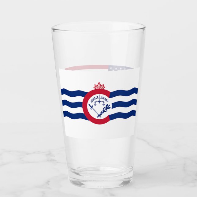 Coupe en verre patriotique avec drapeau de Cincinn (Devant)