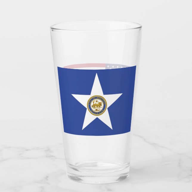 Coupe en verre patriotique avec drapeau de Houston (Devant)