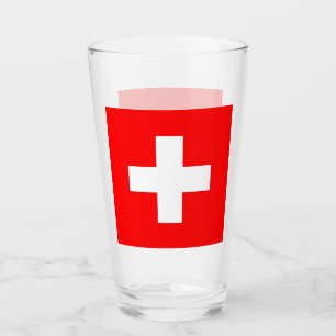 Coupe en verre patriotique avec drapeau de la Suis