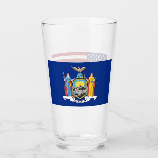 Coupe en verre patriotique avec drapeau de New Yor (Devant)