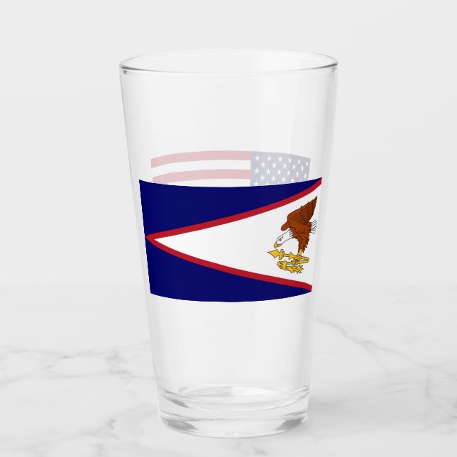 Coupe en verre patriotique avec drapeau des Samoa  (Devant)