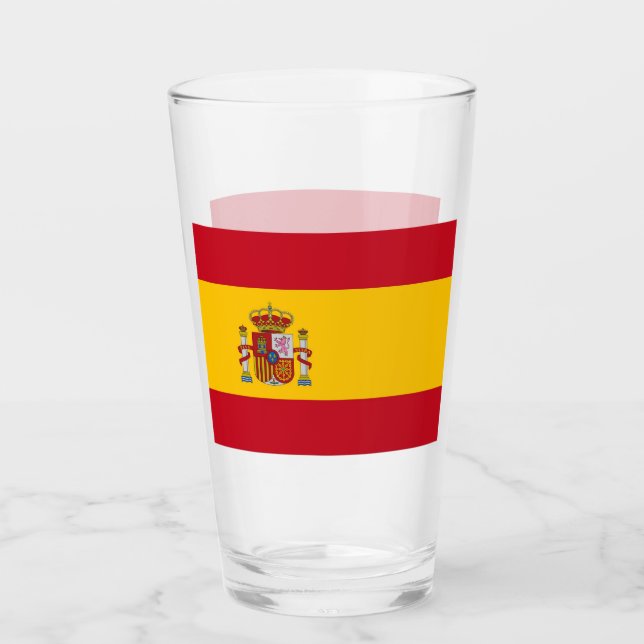 Coupe en verre patriotique avec drapeau d'Espagne (Devant)