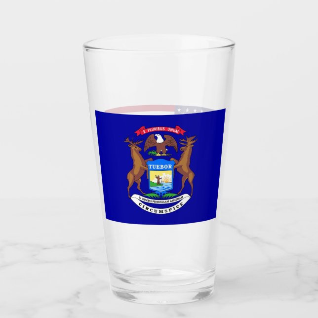 Coupe en verre patriotique avec drapeau du Michiga (Devant)