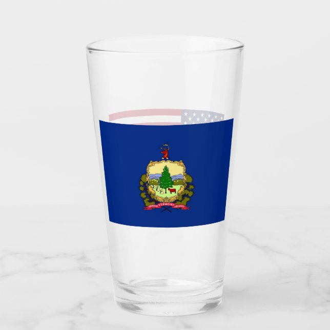 Coupe en verre patriotique avec drapeau du Vermont (Devant)