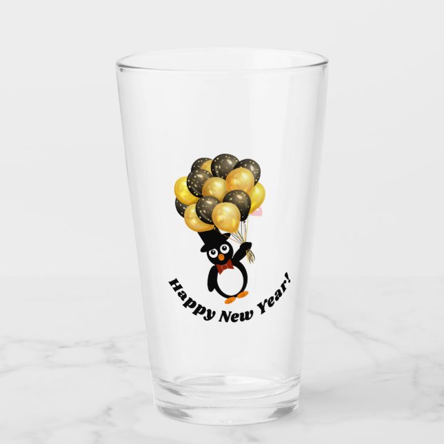 Coupe en verre pingouin nouvel an (Devant)