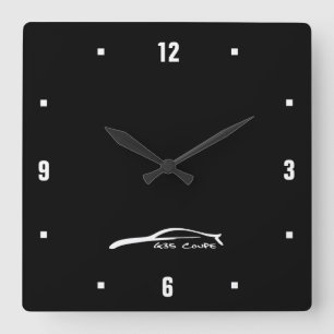 Coupé G35 weißes Brushstrokelogo Quadratische Wanduhr