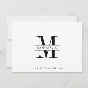 Coupe Monogram Minimalistische Schwarz-weiße Note  Mitteilungskarte