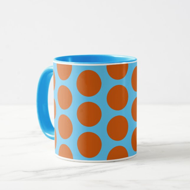 Coupe Orange et Aqua Blue Polka Dot Art Mug (Devant gauche)