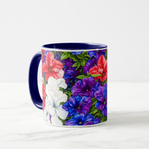 Coupe Rouge blanc et bleu Petunia Flowers Mug