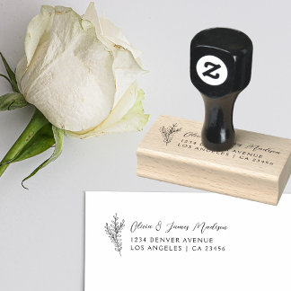 Coupels Hochzeitsadresse einfach modern botanisch Gummistempel
