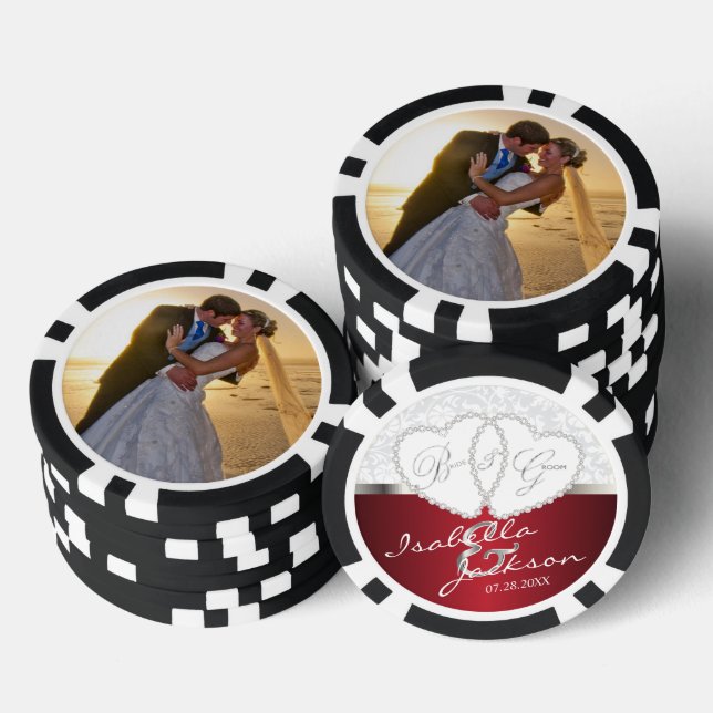Coupels Hochzeitsszenario in Dunkelrot Pokerchips (Stapel)