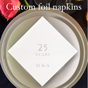 Coupels Initials 25. Jubiläum Party Silver Servietten Mit Folie