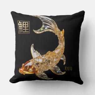 Couper Cristal-Or Verre Koi Poisson Jeter Oreiller