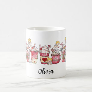 COUPES DE CAFÉ ROSE CUPID VALENTINE'S DAY NAME MUG