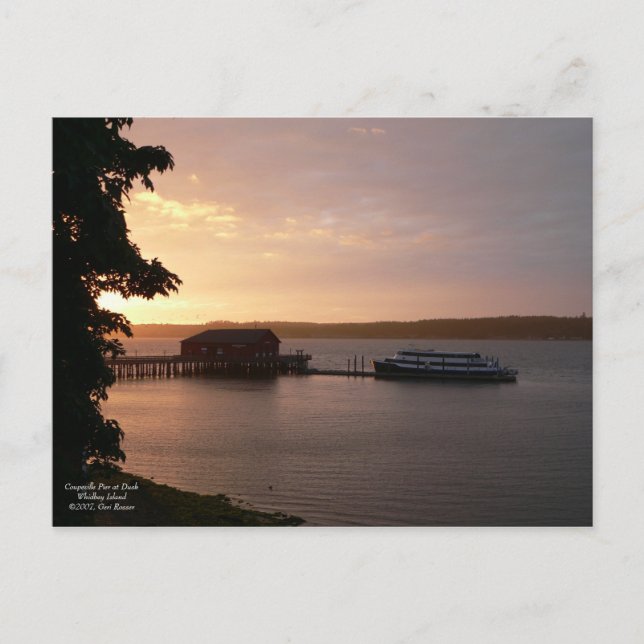 Coupeville Pier bei der Abendkarte Postkarte (Vorderseite)