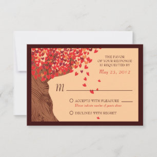Couple Amoureux Cœurs Tombant Chêne RSVP