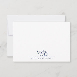 Couple Ampersand Blue Monogram Mitteilungskarte