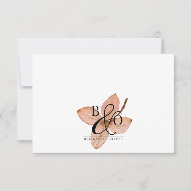 Couple Ampersand Monogram | Rustikales Wasserfarbe Mitteilungskarte (Vorderseite)