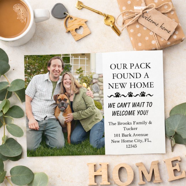Couple and Dog Moving Announcement Postkarte (couple and dog new home announcement)