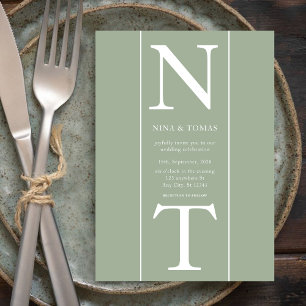 Couple Anfangsname l Clean Sage Green Wedding Einladung
