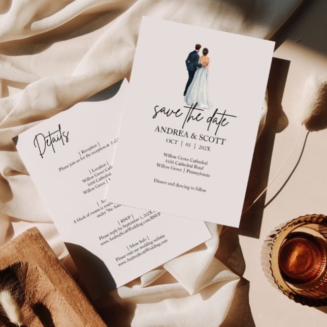 Couple aquarelle Enregistrer la date Invitation (Créateur téléchargé)