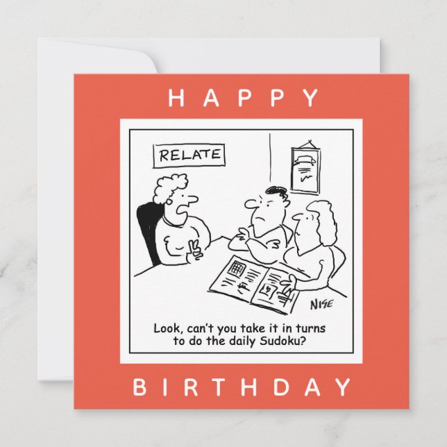 Couple Argue über Sudoku Cartoon Karte (Vorderseite)