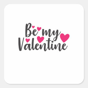 Couple Art be My Valentine Quadratischer Aufkleber