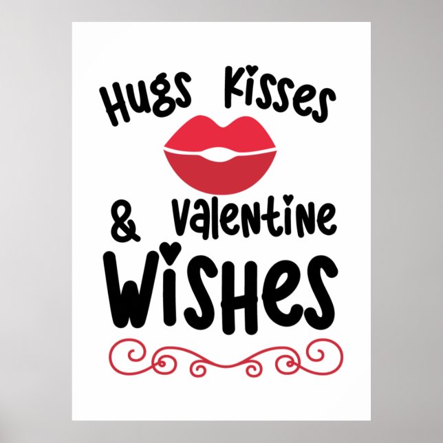 Couple Art Hugs Kisses and Valentine Wishs Poster (Vorne)