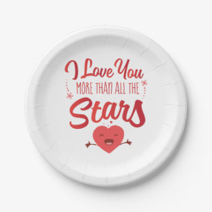 Couple Art I Liebe Sie mehr als alle Sterne Pappteller