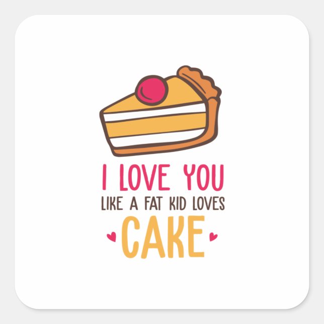 Couple Art I Liebe Sie mögen Lieben Kuchen Quadratischer Aufkleber (Vorderseite)