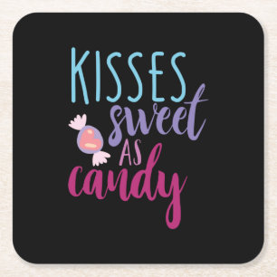 Couple Art Kisses Sweet As Candy Rechteckiger Pappuntersetzer