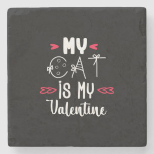 Couple Art meine Katze ist mein Valentine Steinuntersetzer