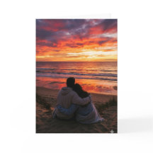 Couple at ocean for sunset -Valentine, anniversary