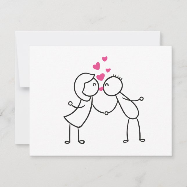 Couple baisant mignon avec carte d'amour des coeur (Devant)