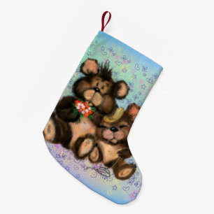 Couple Bear mit Heart Balloon Weihnachts-Strumpf Kleiner Weihnachtsstrumpf