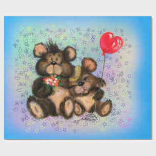 Couple Bear mit Herz Balloon Packpapier