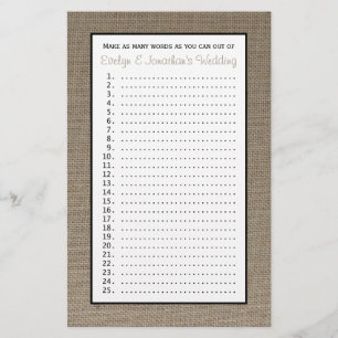 Couple Bridal Polterabend Games - Burlap