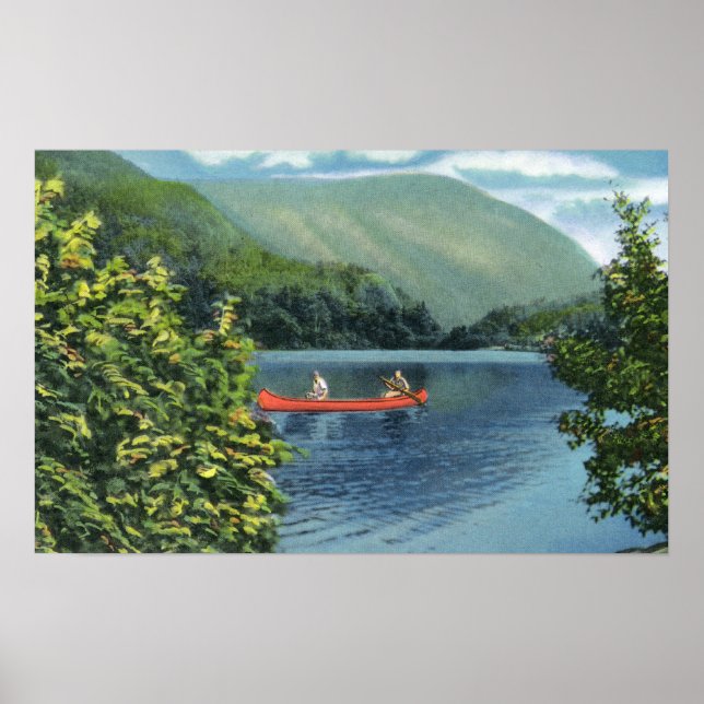 Couple Canoeing auf dem See Poster (Vorne)