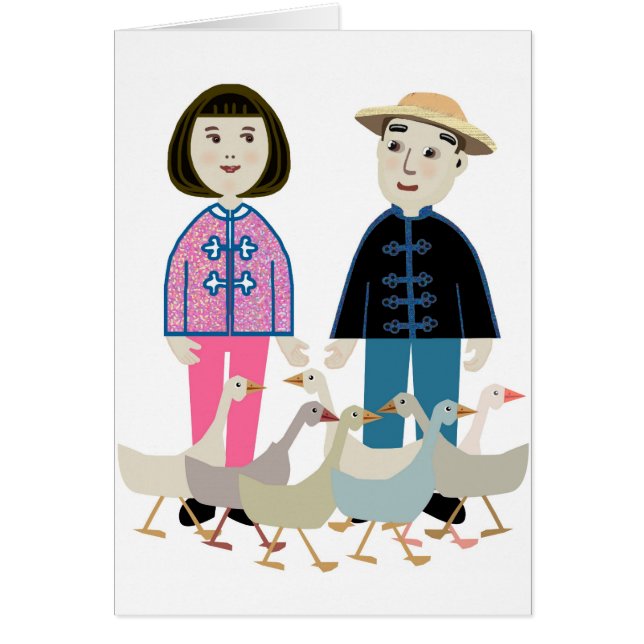 Couple chinois mignon avec canards (Devant)