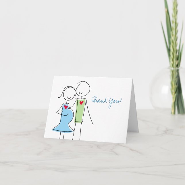 Couple, Coed Baby shower Merci Cartes (Devant)