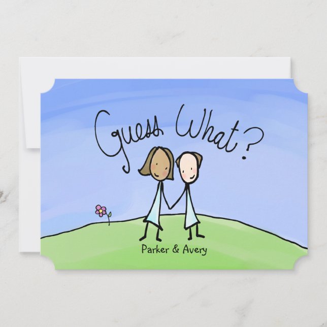 Couple Couple Deux Mariées Devinez Quel Faire-part (Devant)