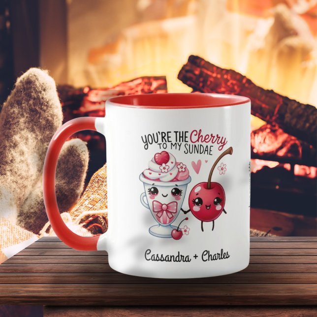 Couple Customized "Cherry to My Sundae" Tasse (Couple Customized "Cherry to My Sundae" Mug)