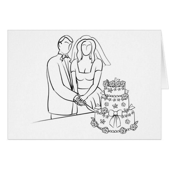 Couple Cutting Wedgecake Sketch (Vorderseite (Horizontal))