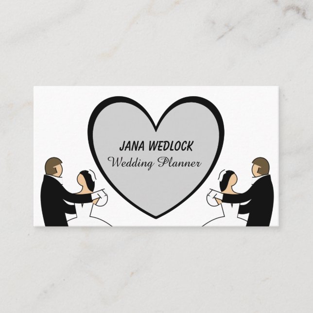 Couple Dancing Big Heart Niedlicher Hochzeitsplane Visitenkarte (Vorderseite)