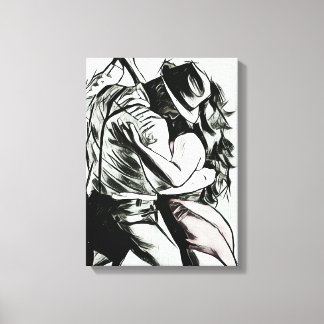 Couple Dancing, imprimé en toile noir et blanc,