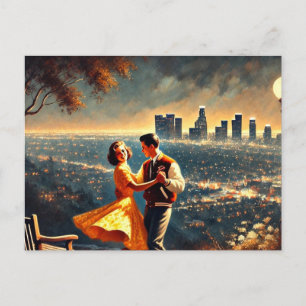 Couple Dancing mit Blick auf die Stadt in der Nach Postkarte